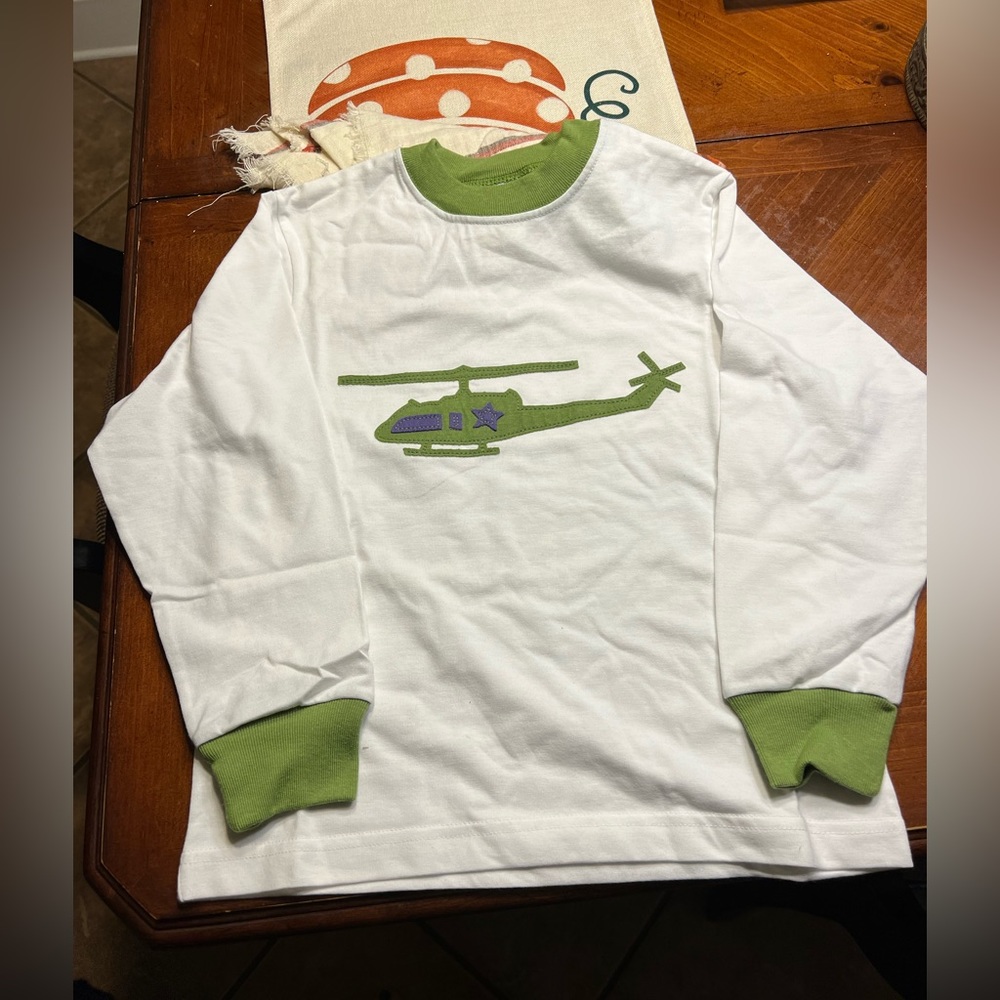 Brand New Kelly's Kids Boys appliquéd Helicopter long sleeve T-shirt